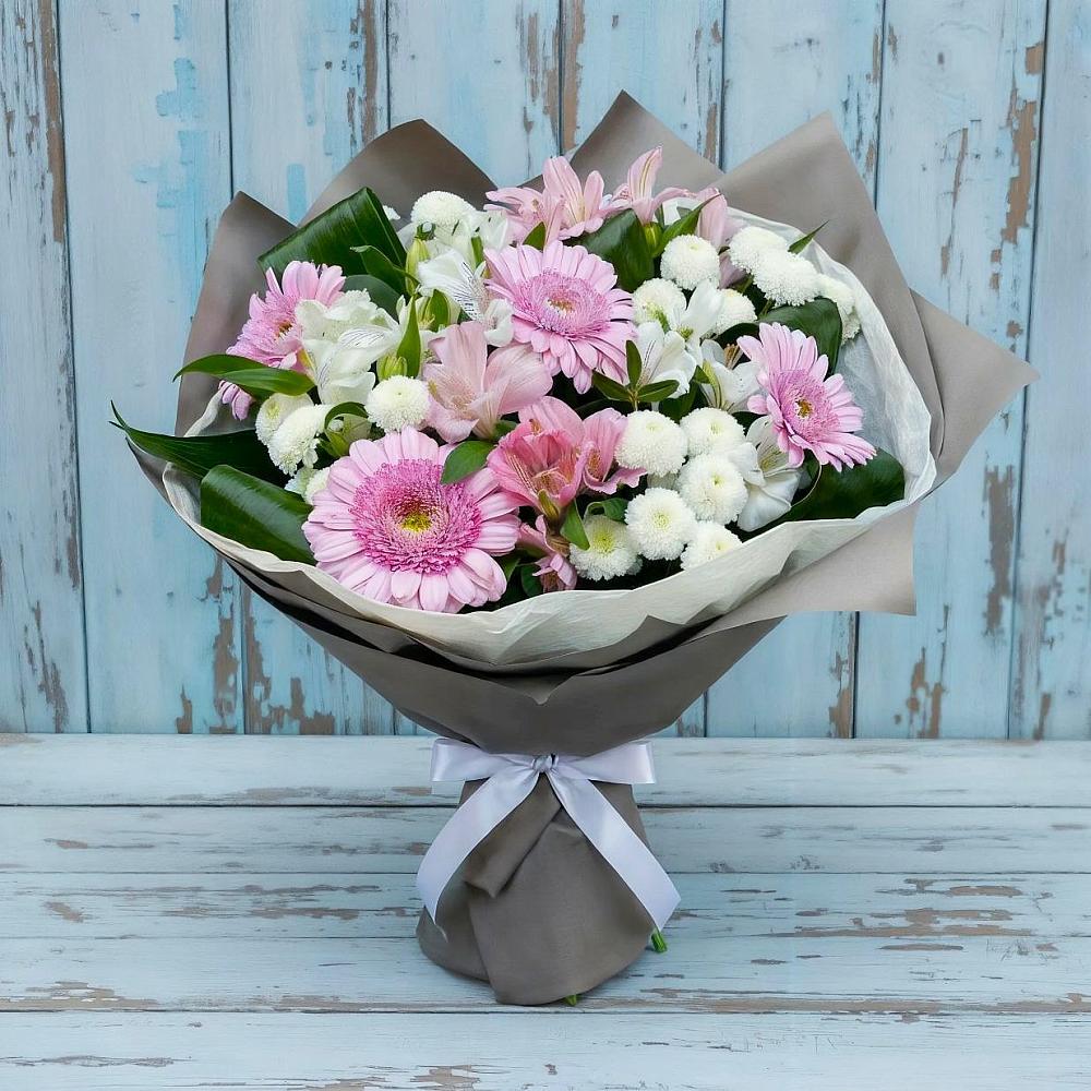 Букет цветов из: Герберы, Альстромерии и Хризантемы в Магадане