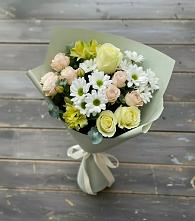 Букет цветов из:  Альстромерии, Розы и Хризантемы в Магадане