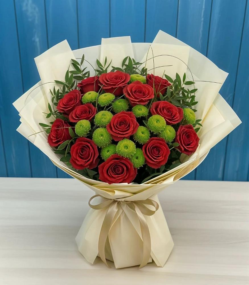 Букет цветов из: Розы и Хризантемы в Магадане