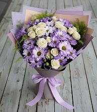 Букет цветов из:  Хризантемы и Розы в Магадане